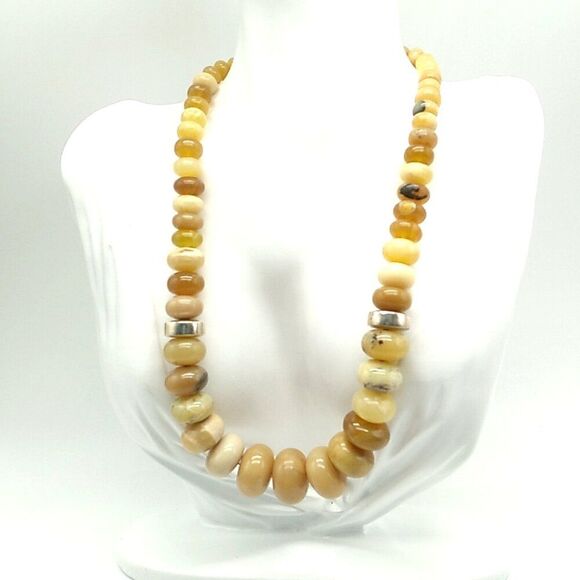 Jay King DTR 925 Necklace Sterling Graduated Yellow Jasper Rondelle Beads - Picture 5 of 16